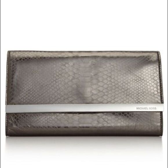 Michael Kors Tilda Python-Embossed Clutch Bag - Picture 1 of 15